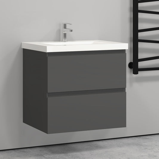 Waschtisch mit Unterschrank Badmöbel Set Waschbecken Weiß Schwarz Eiche 60 cm Anthrazit