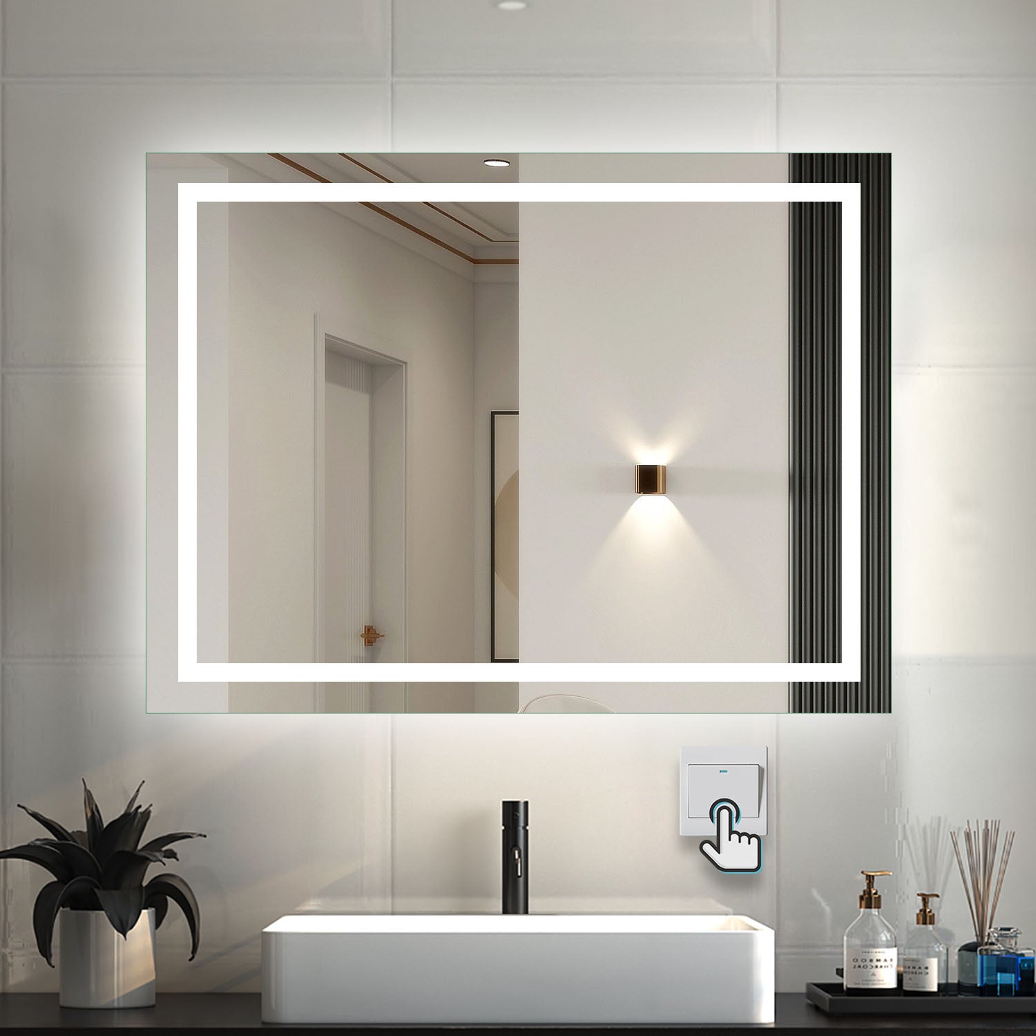 LED Badspiegel 120x70 cm Beschlagfrei Wandspiegel LED-Spiegel Make