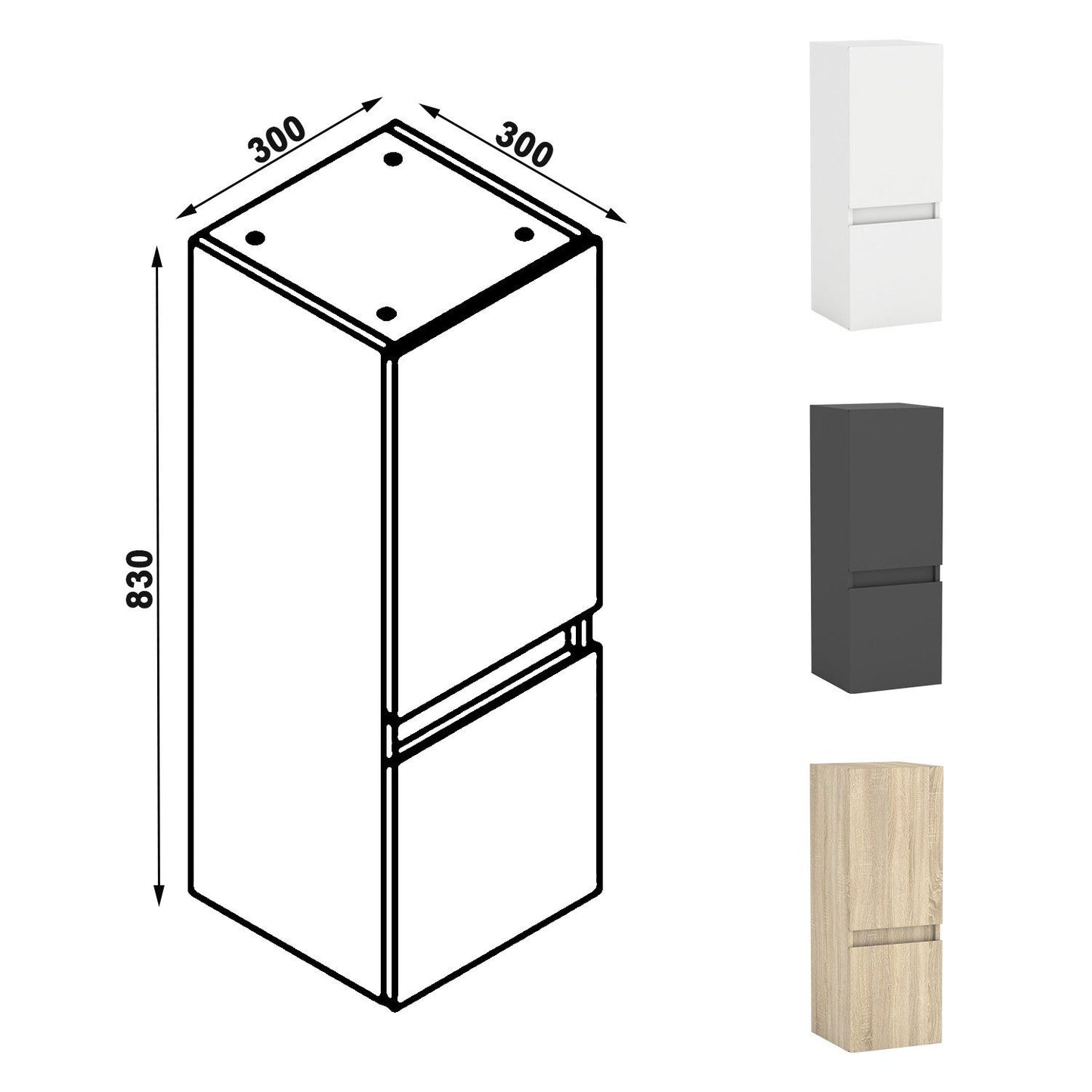 Badschrank Badmöbel Schrank Badezimmerschrank 83x30x30 cm