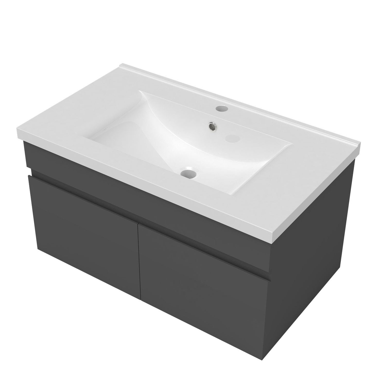 Waschtisch mit Unterschrank Badmöbel Set 80 cm Waschbecken Hängeschrank