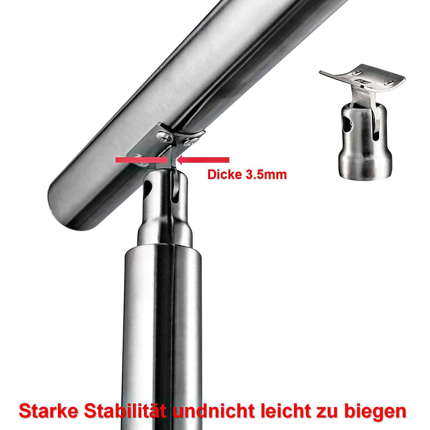 DUSCHHAUS Edelstahl Wandhandlauf Silber – Ø 42,4 mm Treppengeländer für Innen & Außen