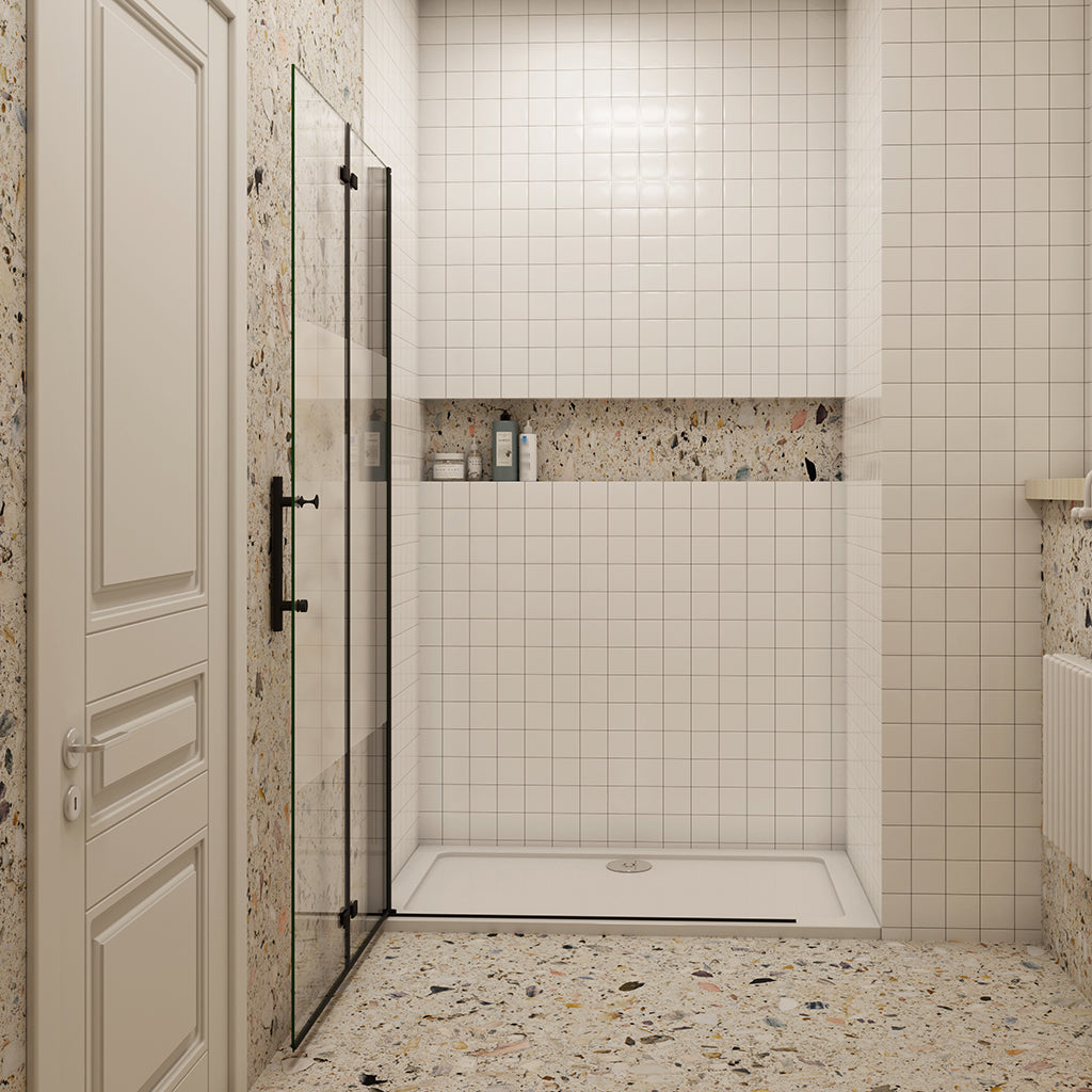 Walk In Duschtrennwand Glaswand Faltwand Dusche 6mm NANO Glas H.195cm