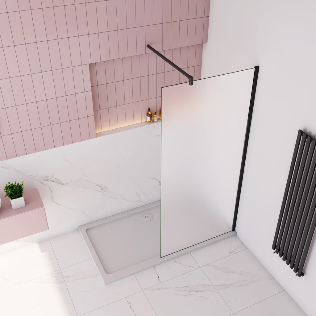 Duschkabine Walk in Dusche 10mm Glas mit Splitterschutzfolie 110 x H.200 cm Schwarz