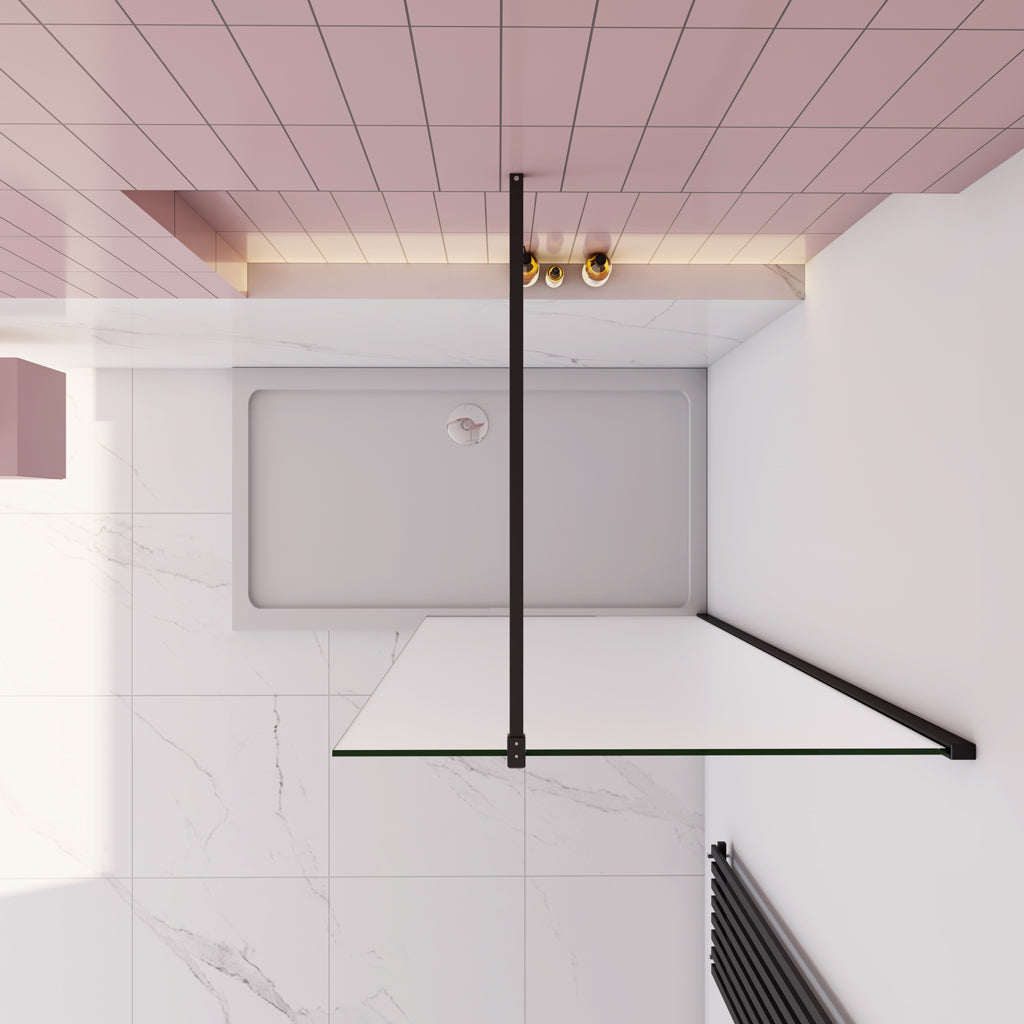 Duschkabine Walk in Dusche 10mm Glas mit Splitterschutzfolie 110 x H.200 cm Schwarz