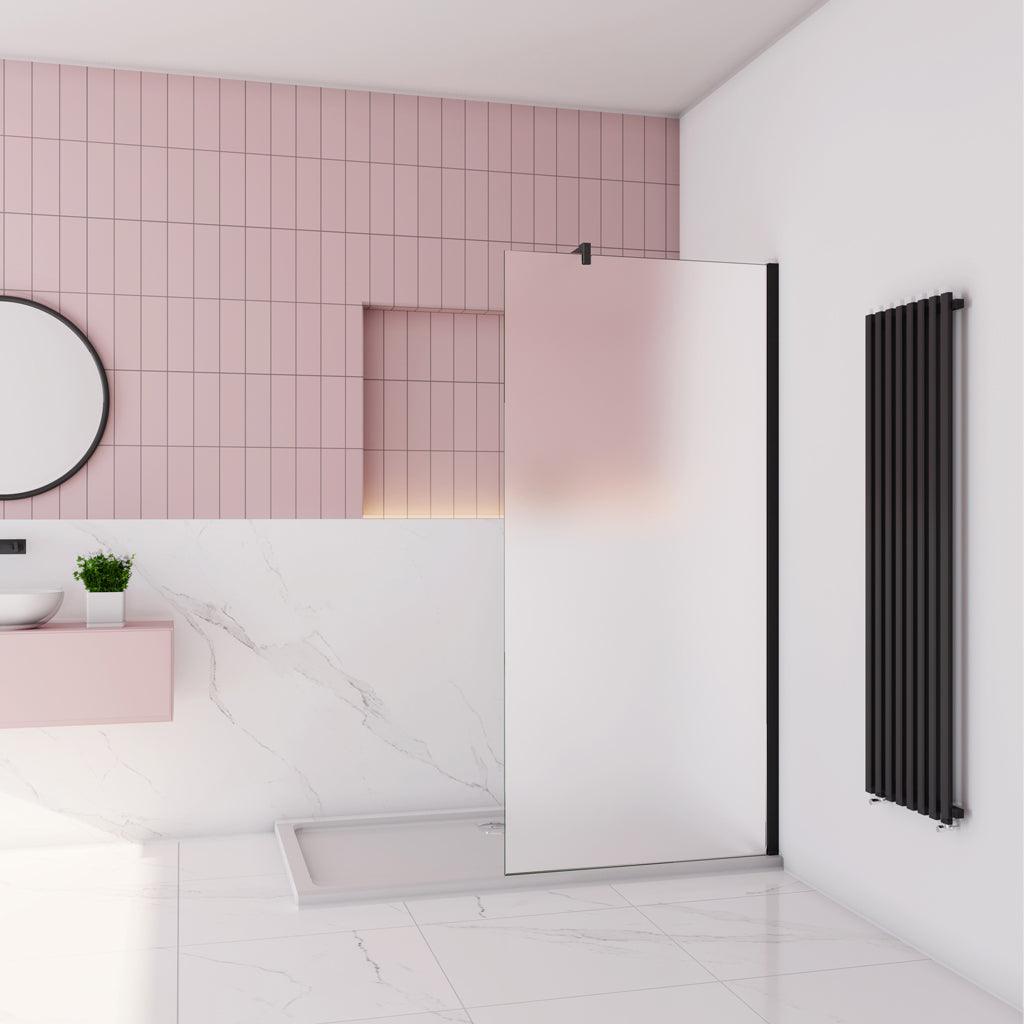 Duschkabine Walk in Dusche 10mm Glas mit Splitterschutzfolie 110 x H.200 cm Schwarz