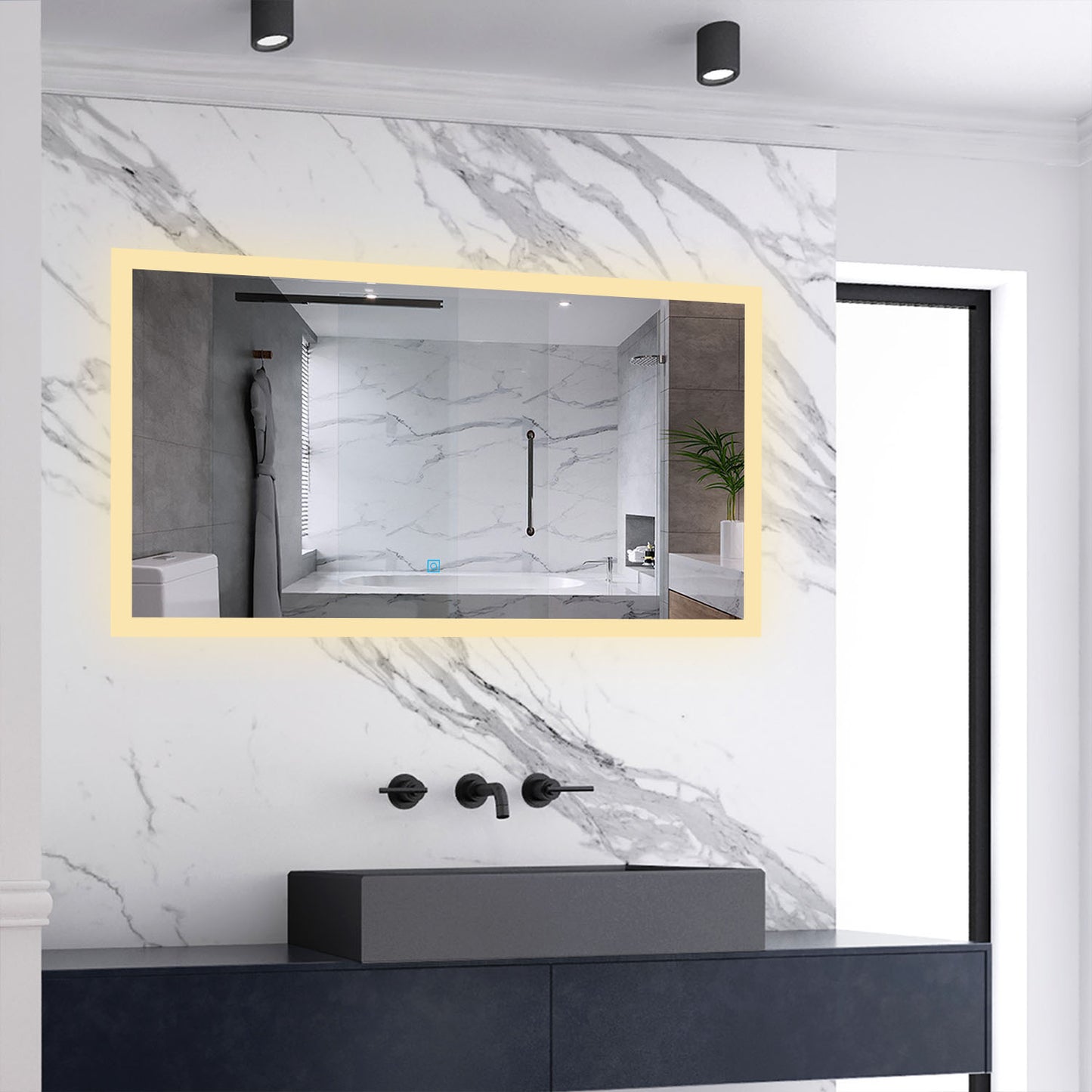LED-Lichtspiegel Badspiegel 100x60 cm Touch-Schalter Wand+Memory+Beschlagfrei