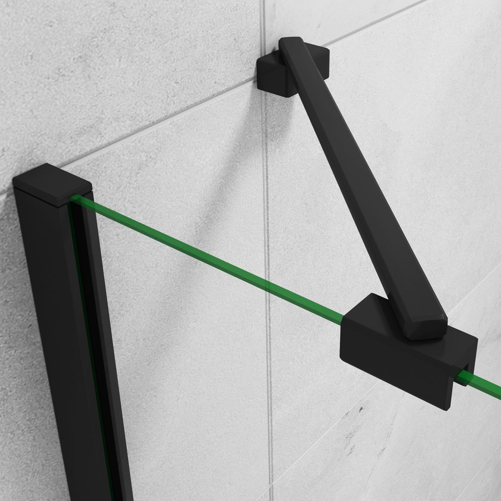 Duschkabine Viertelkreis Duschabtrennung Runddusche Pendeltüren NANO Glas H.195cm Schwarz
