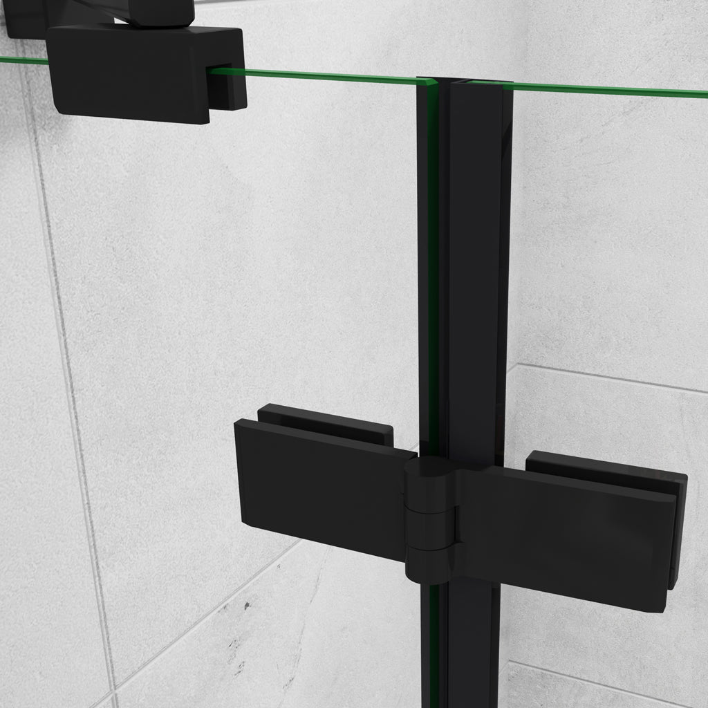 Duschkabine Viertelkreis Duschabtrennung Runddusche Pendeltüren NANO Glas H.195cm Schwarz