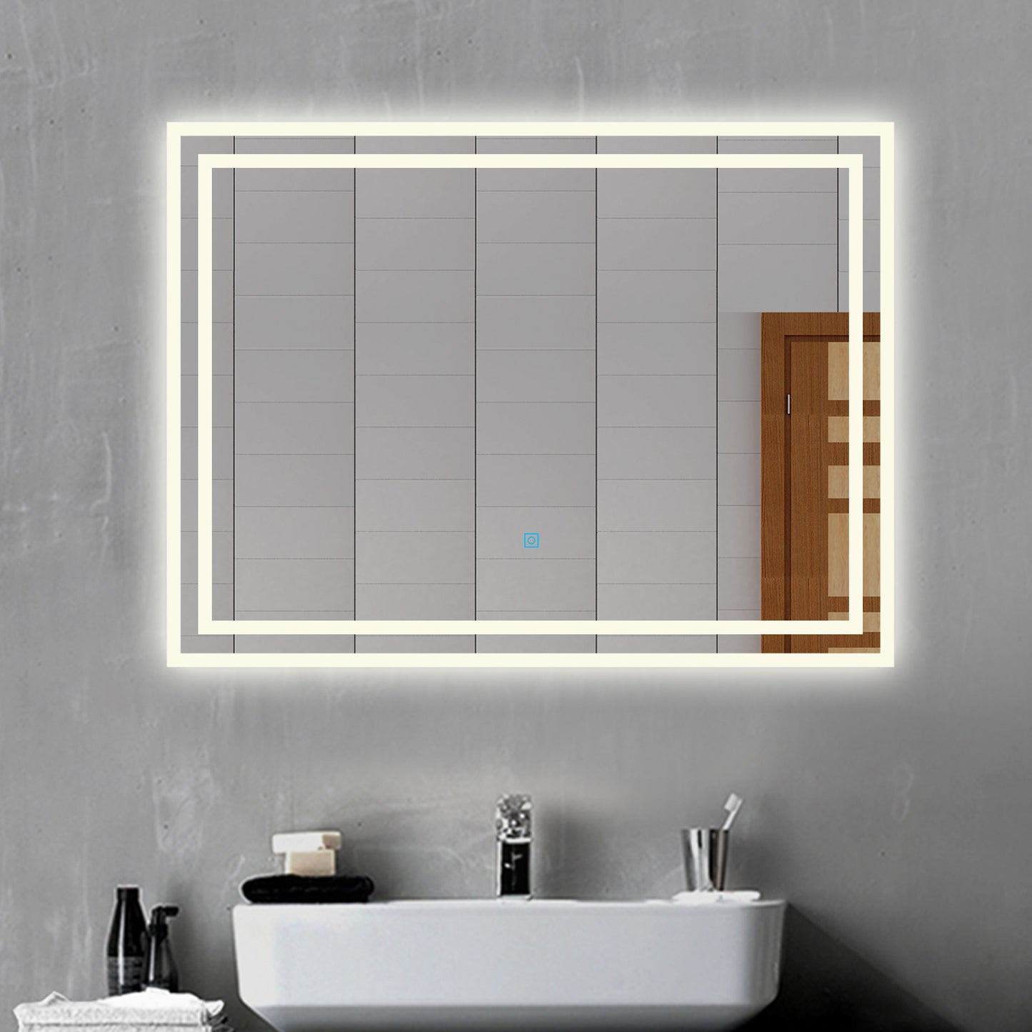 Badspiegel Wandspiegel mit LED Beleuchtung, 90x70 cm