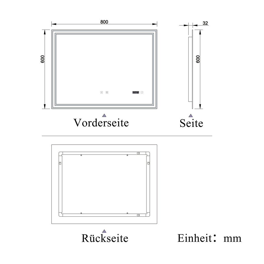 Badspiegel Badezimmerspigel 80x60 cm Kalt/Neutral/Warmweiß Dimmbar Beschlagfrei, Bluetooth