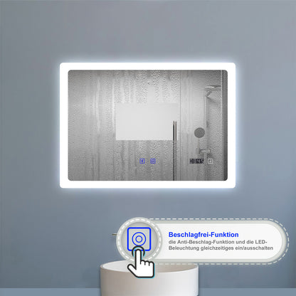 Badspiegel Badezimmerspigel Kalt/Neutral/Warmweiß Dimmbar Beschlagfrei, Bluetooth 70x50 cm