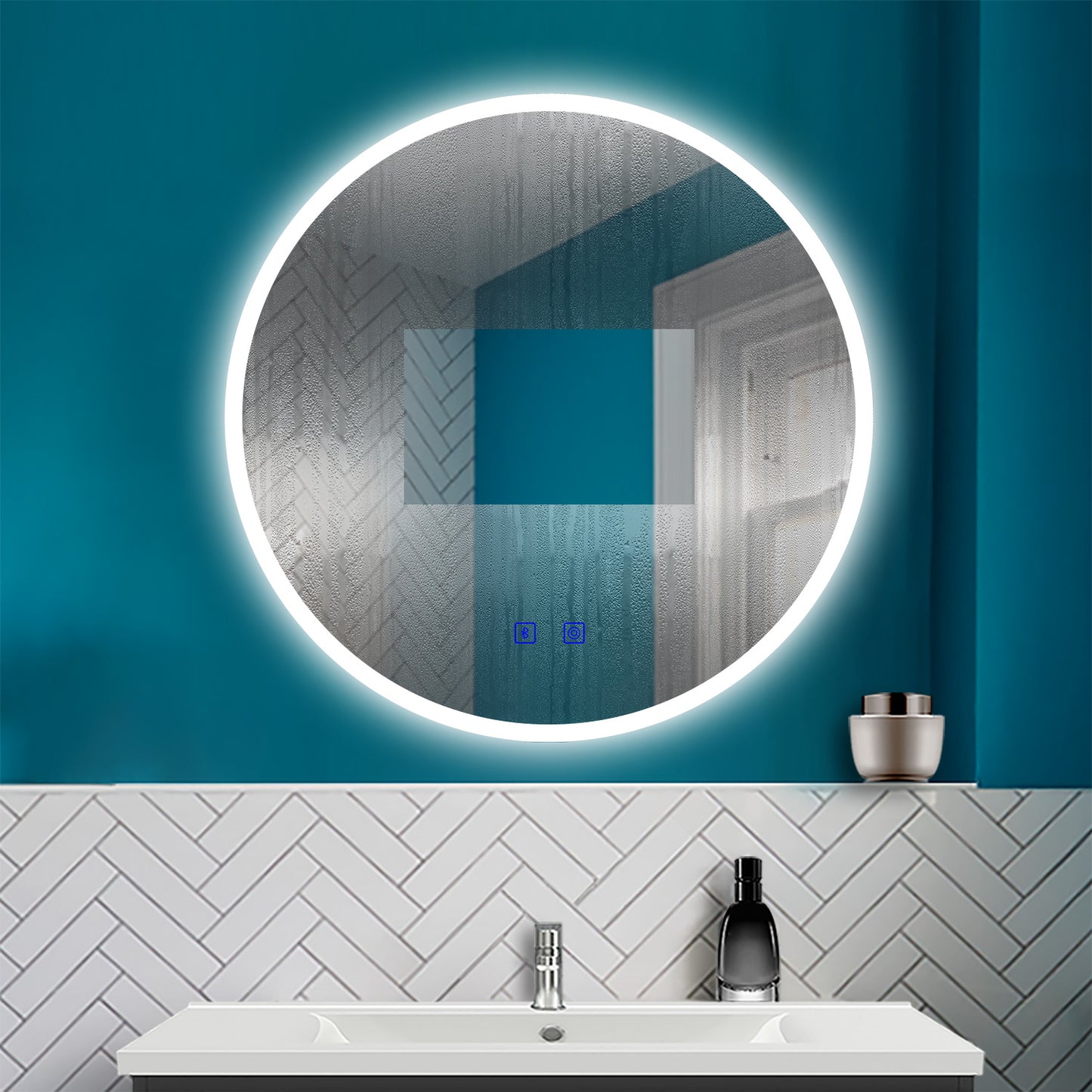 Badspiegel Badezimmerspiegel Rund Spiegel mit LED Beleuchtung, F 60 cm