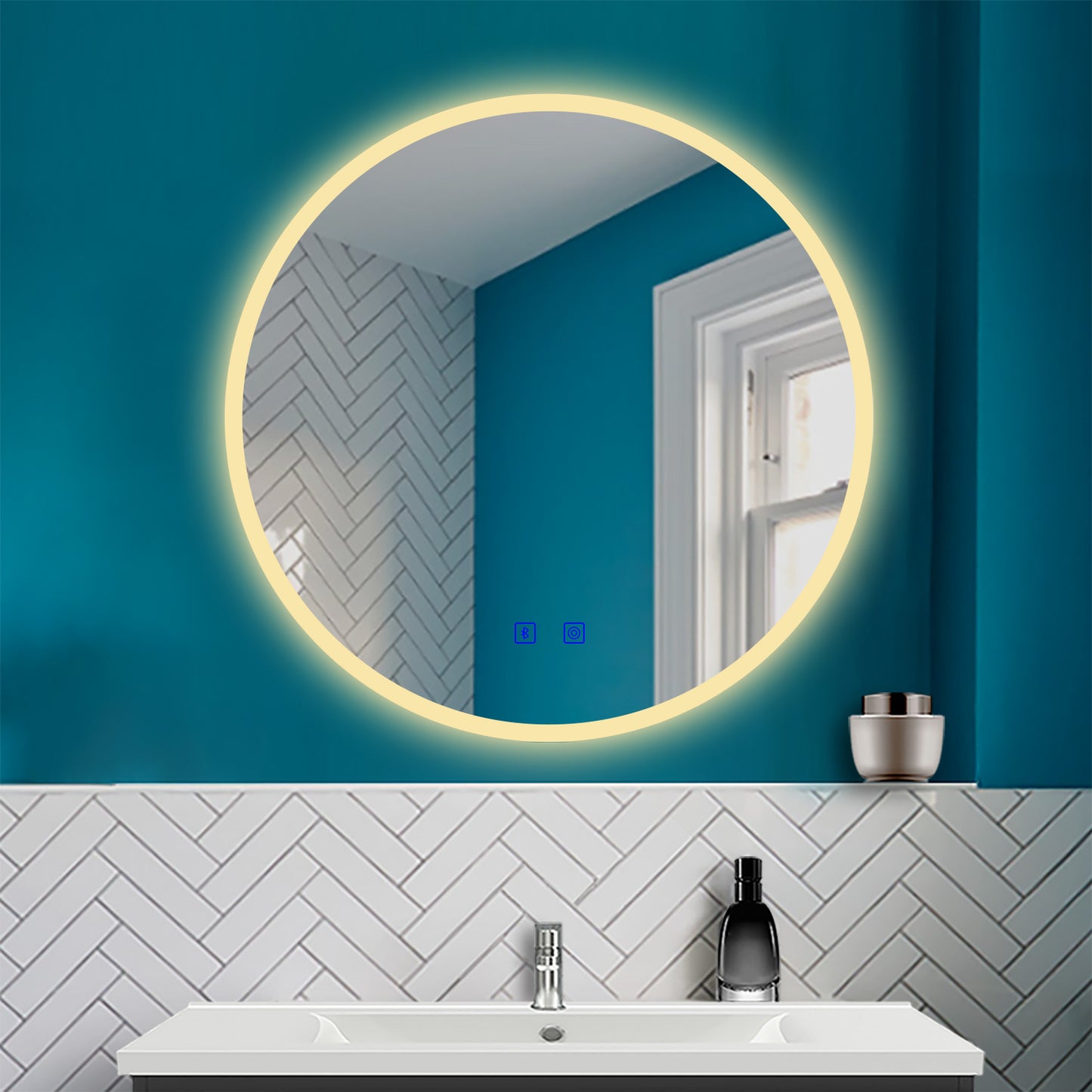 Badspiegel Badezimmerspiegel Rund Spiegel mit LED Beleuchtung, F 60 cm