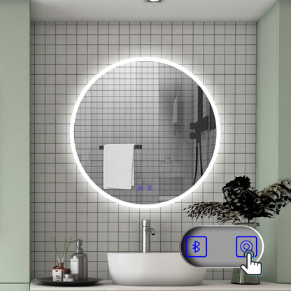 Badspiegel Badezimmerspiegel Rund Spiegel mit LED Beleuchtung, Φ 70 cm