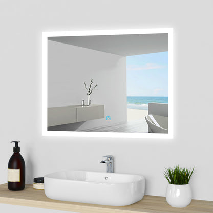 Badspiegel Wandspiegel mit LED Beleuchtung 60x50 cm Wandschalter+Beschlagfrei