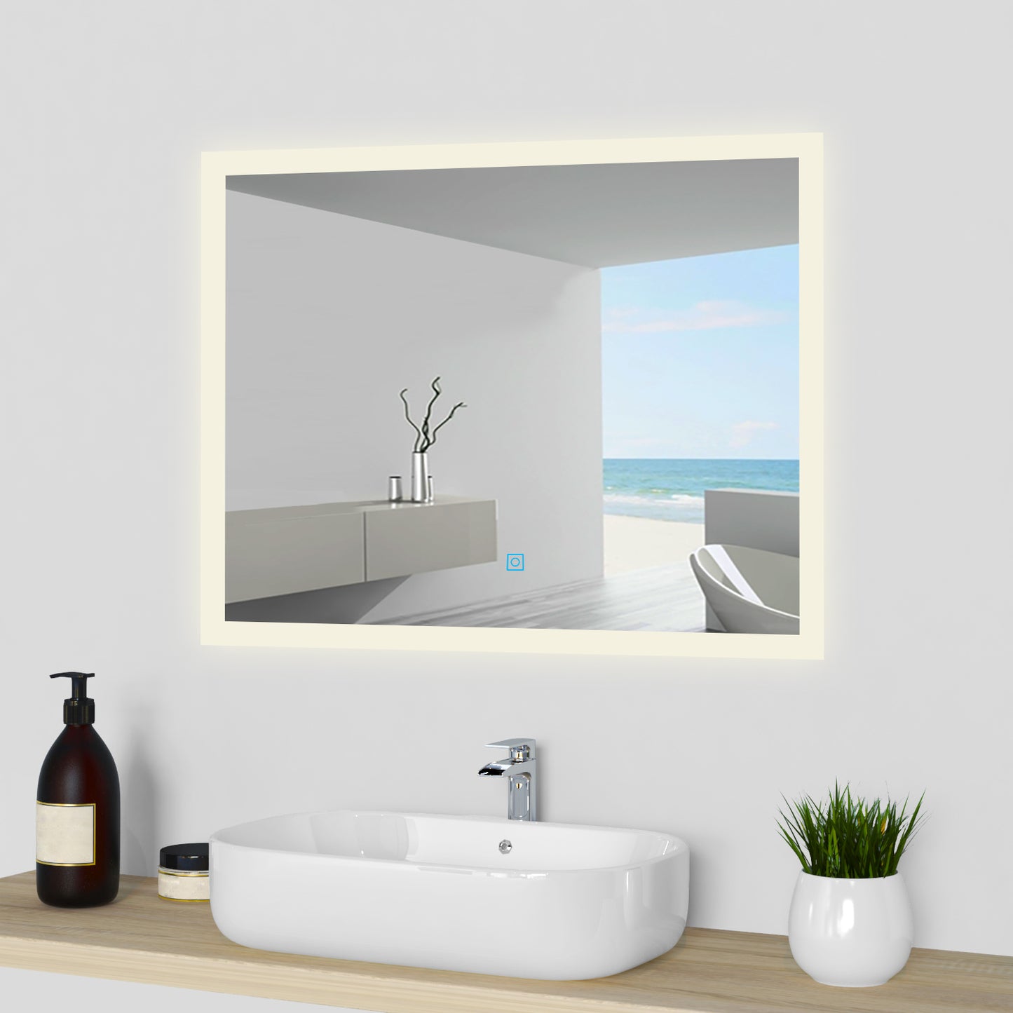 LED-Lichtspiegel Badspiegel 3 Lichtfarbe Wand/Touch Memory Beschlagfrei