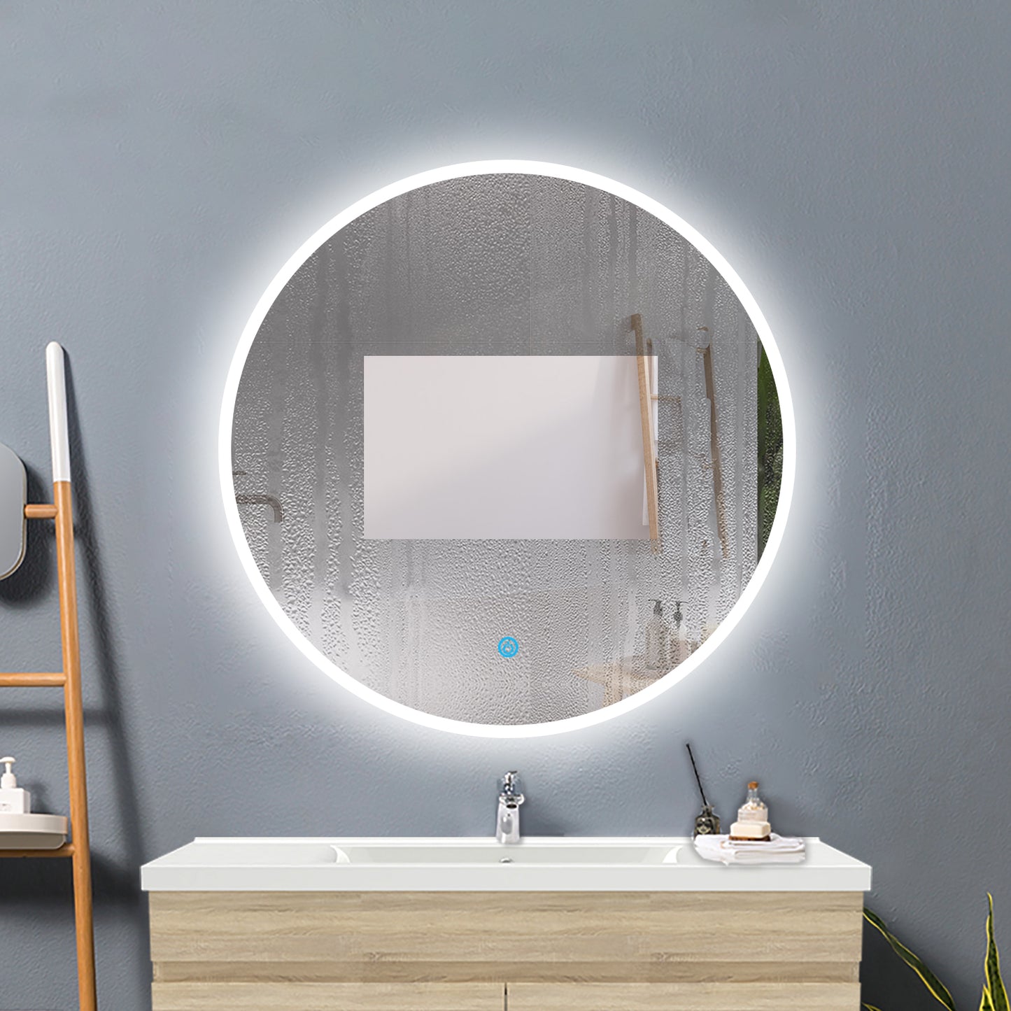 Badspiegel Badezimmerspiegel Rund Spiegel mit LED Beleuchtung F 60 cm