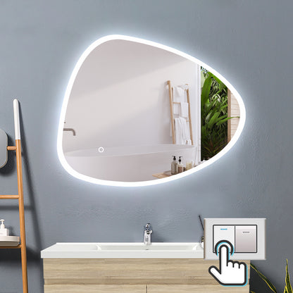 Badspiegel LED Badspiegel  Spiegel oval Kieselstein-Design unregelmäßiger Spiegel