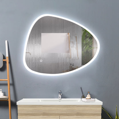 Badspiegel LED Badspiegel  Spiegel oval Kieselstein-Design unregelmäßiger Spiegel