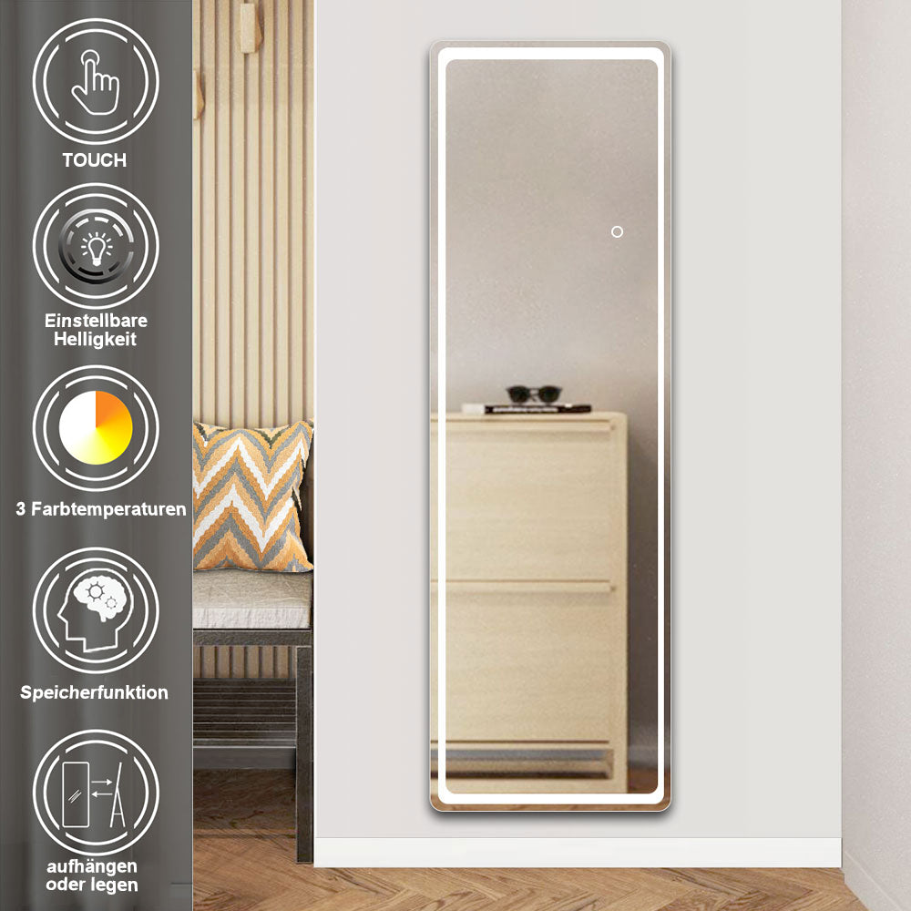 Spiegel Mit Beleuchtung LED Wandspiegel Ganzkörperspiegel 150x40 cm – Duschhaus GmbH