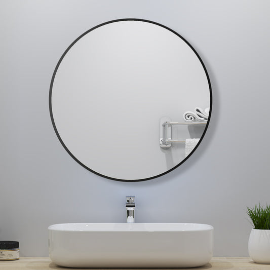 Wandspiegel Badspiegel mit Rahmen Spiegel HD, Schwarz 40 cm