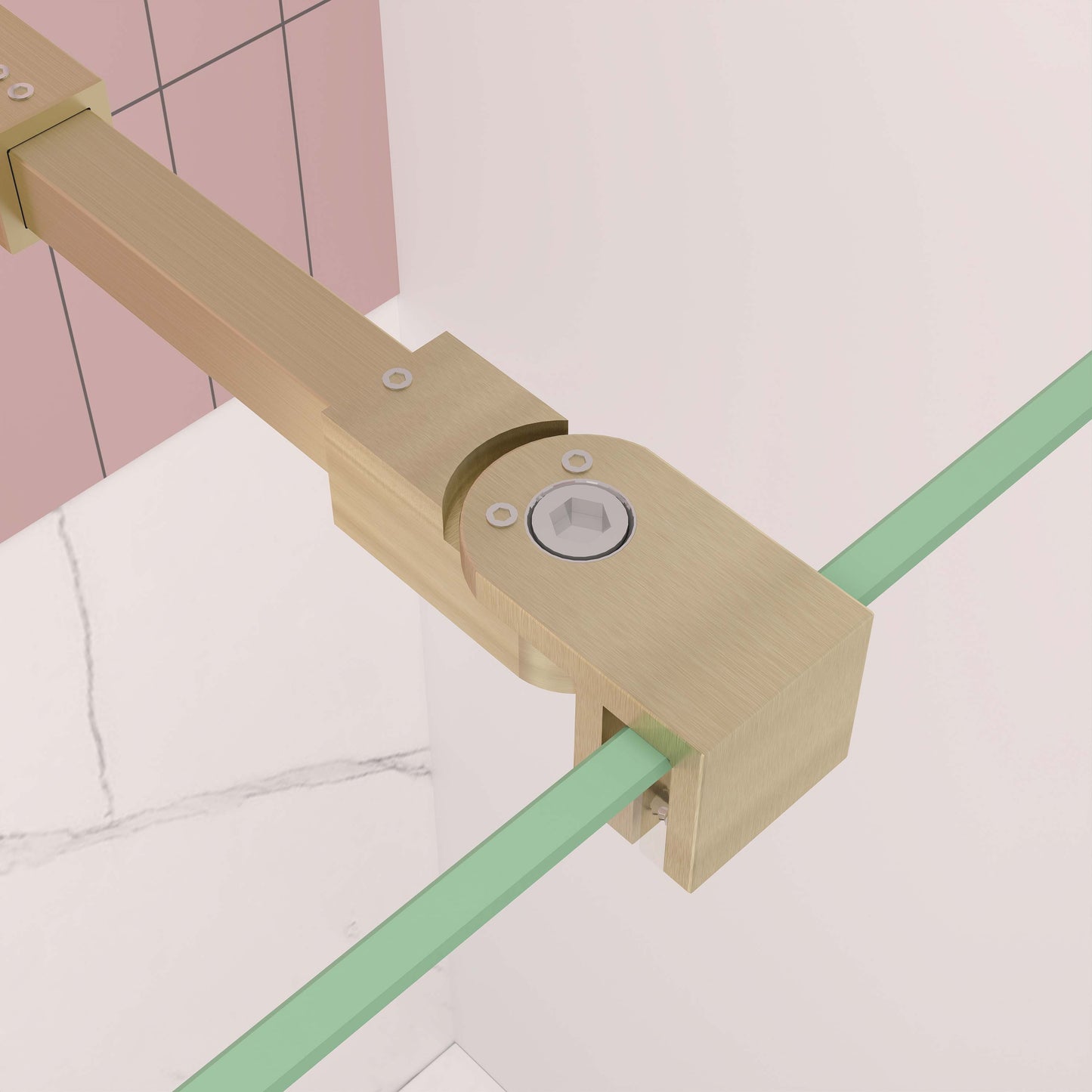 Duschwand glas 70-140xH.200 cm Sicherheitsglas mit Glasschutzfolie profil golden