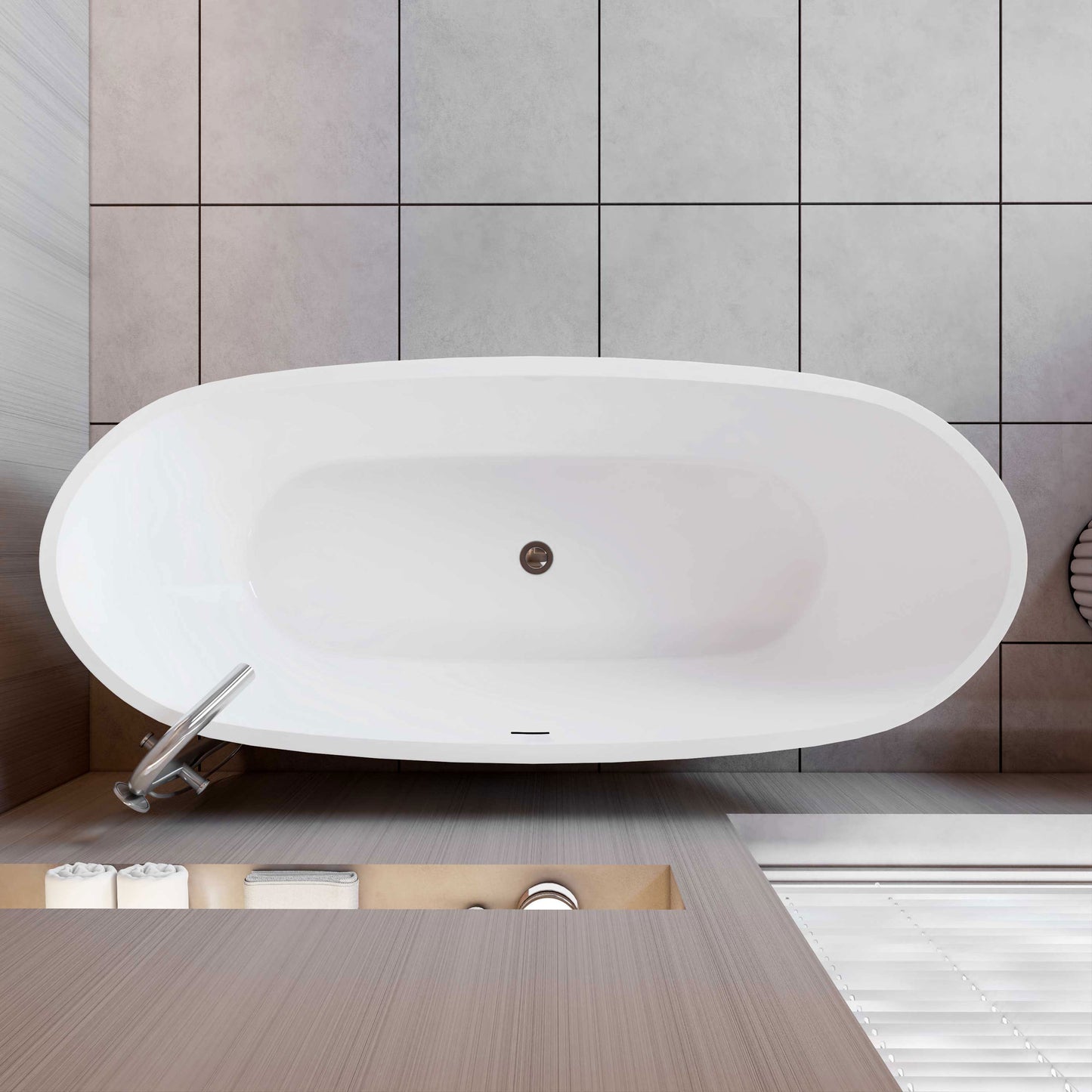 Freistehende Badewanne Acrylwanne 170x72 cm weiß inkl. Ab-/Überlauf
