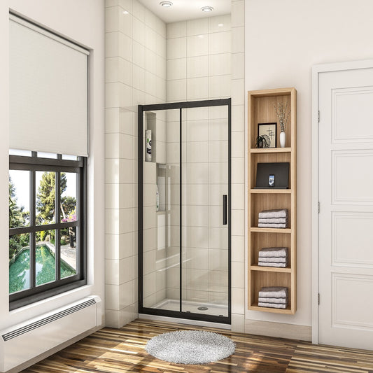 Duschabtrennung Schiebetür Nischentür Dusche H.195cm 8mm NANO Glas schwarz