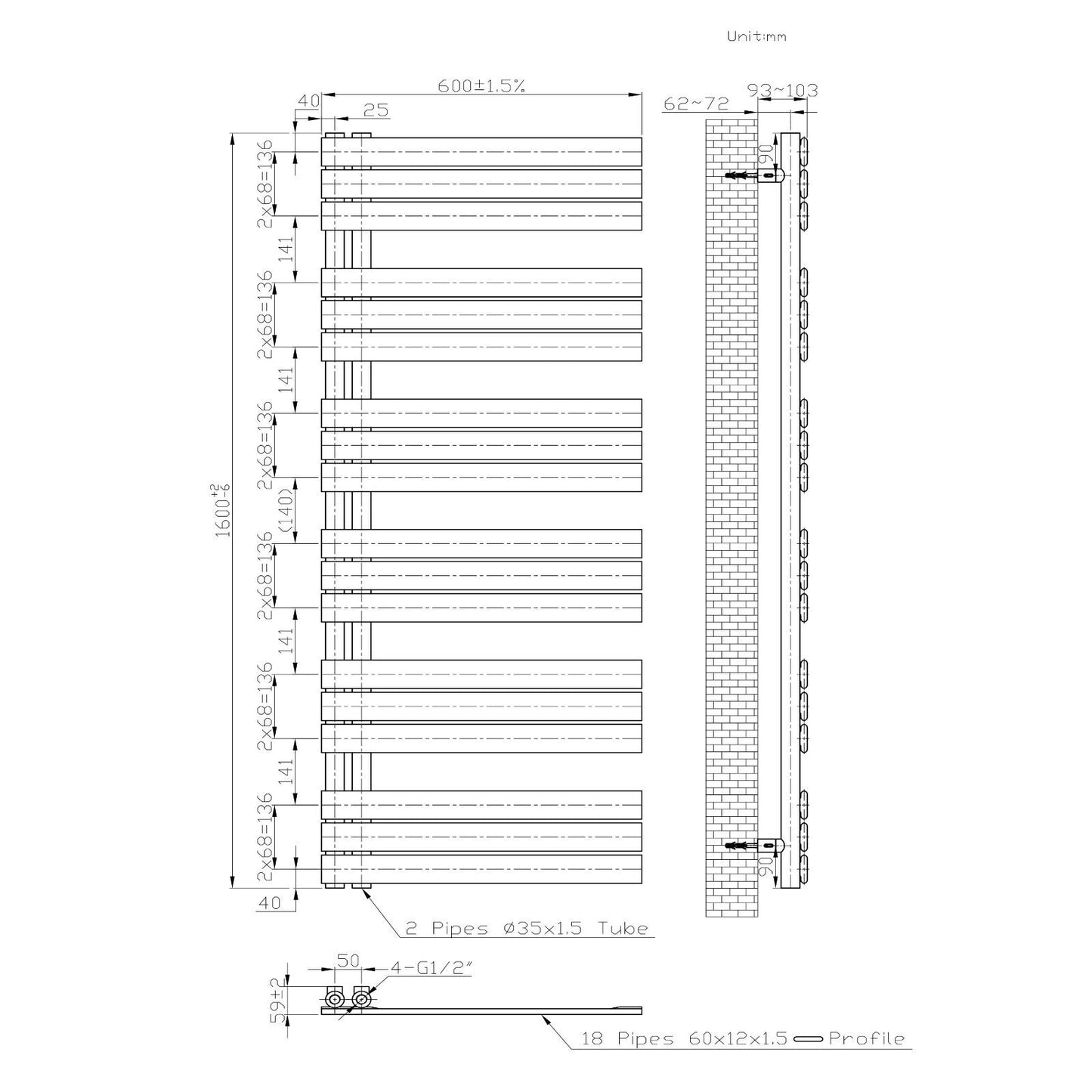Badheizkörper Heizkörper Weiß Handtuchwärmer Badheizung Handtuchtrockner Design Paneelheizkörper