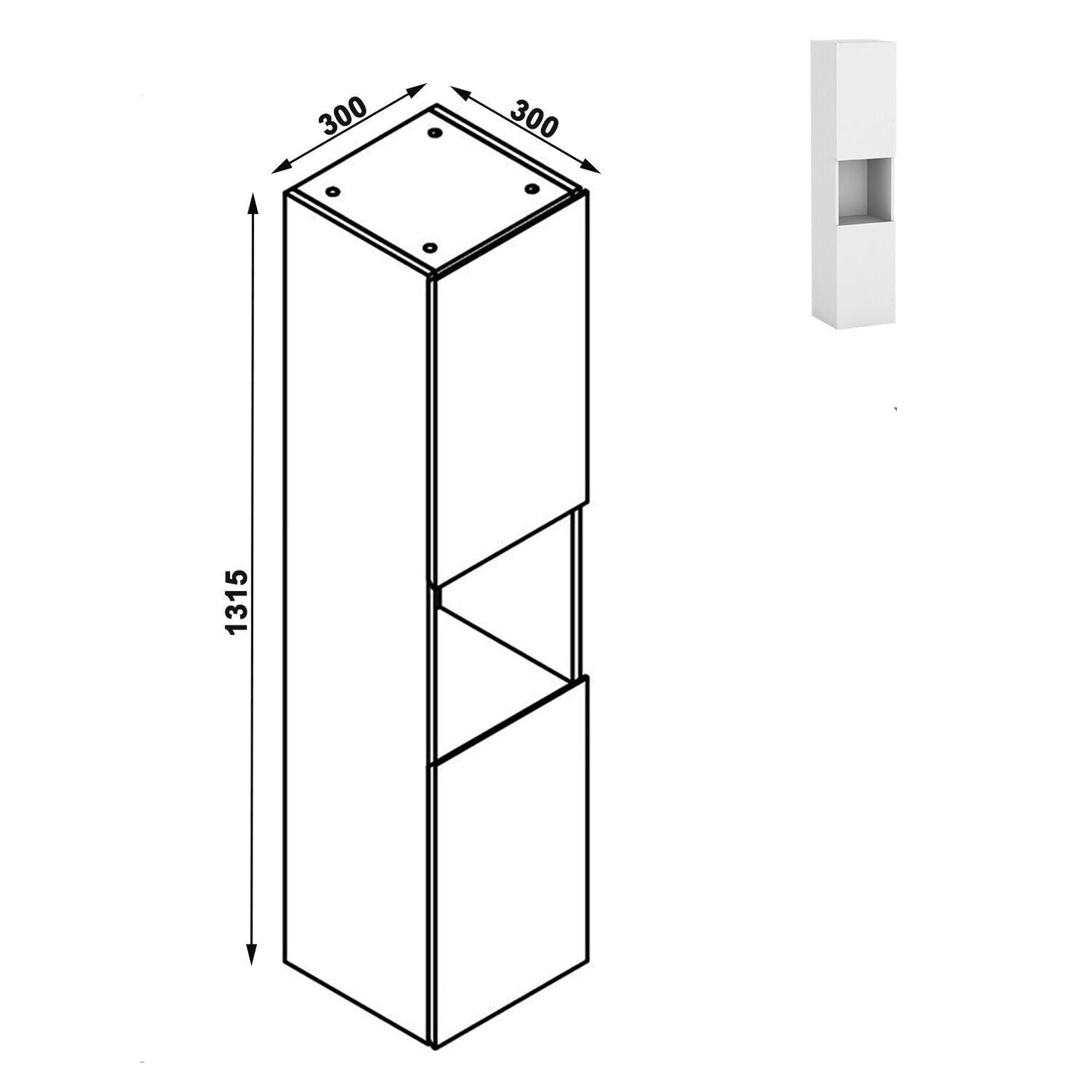 Hochschrank Badschrank Hängeschrank 131.5cm hoch Weiß Schrank
