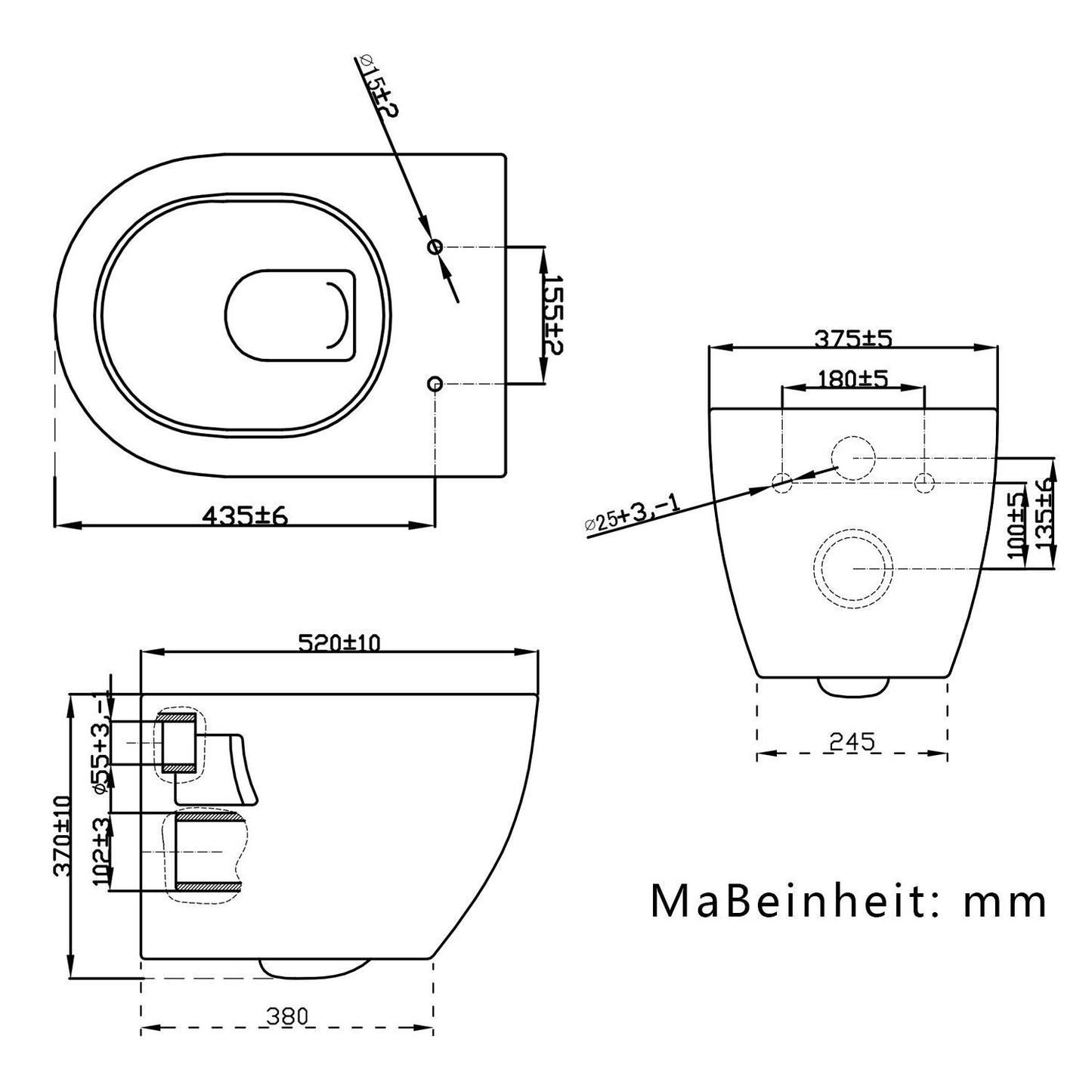 Badezimmer Modern Hänge Wc Toilette Mit Slim Soft-Close-Sitz WeiB