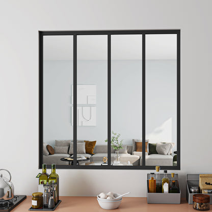 Schwarze Paneel-Fenster Innenfenster feststehend Sicherheitsglas H.108 cm
