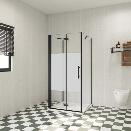 Drehfalttür mit Seitenwand U-FORM Duschkabine Duschwand Falttür Drehtür Duschabtrennung Dusche H.195 cm