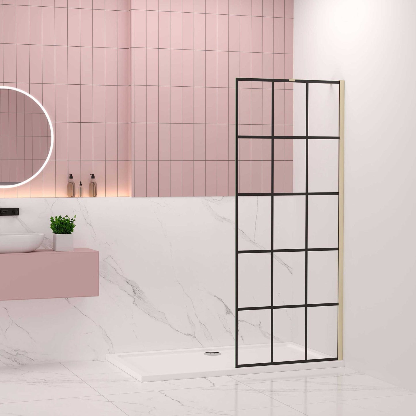 Duschkabine 80-140xH.200 cm NANO Sicherheitsglas dusche gold