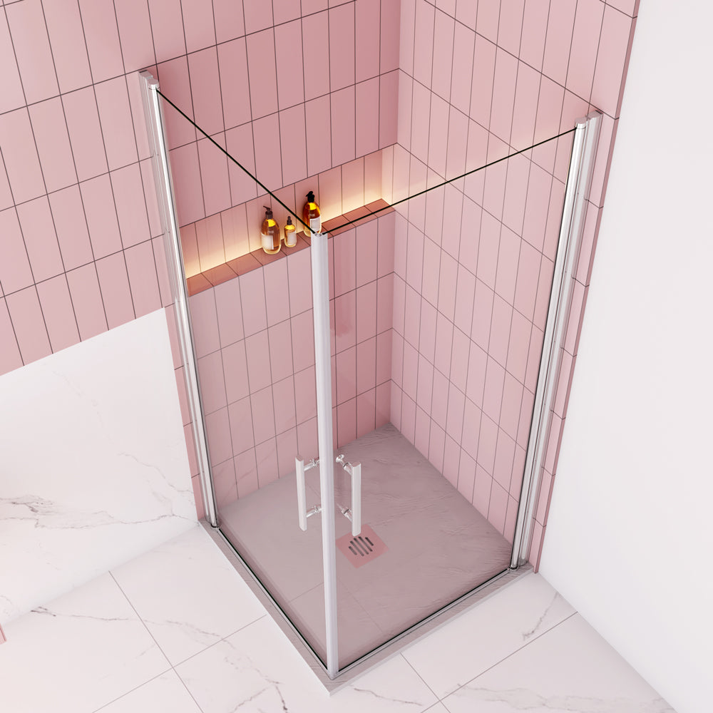 Duschkabine Eckeinstieg Duschabtrennung 100x100 cm Chrom 6 mm NANO Glas H.195 cm