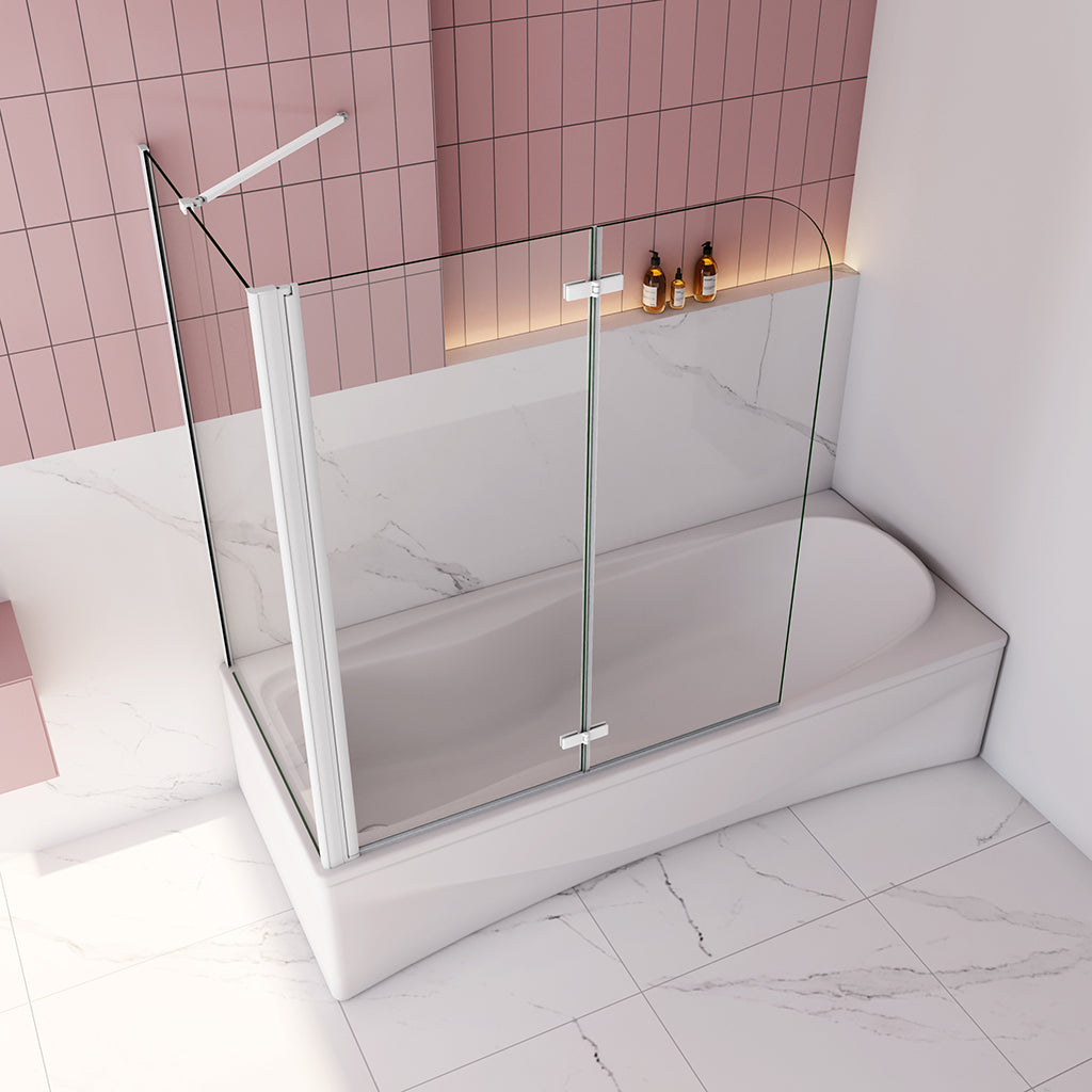 Badewannenaufsatz Badewannenfaltwand+Seitenwand 6mm Glas Faltwand H.140 cm