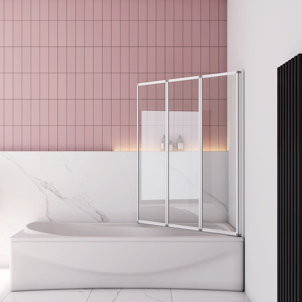 Duschabtrennung Badewannenfaltwand 3-teilig Faltwand 120x140 cm Glas Dusche