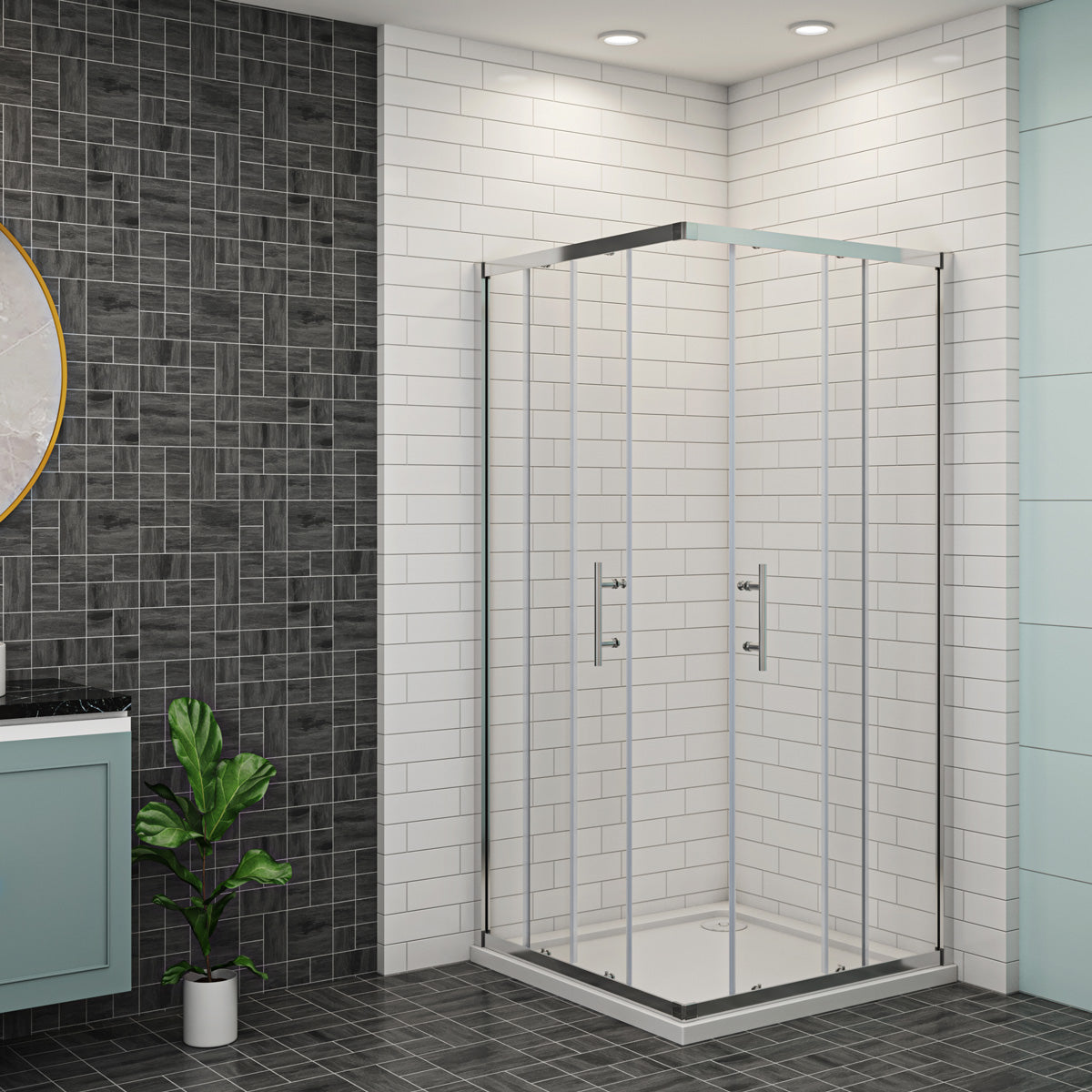 Eckeinstieg Duschkabine Dusche 76x76 cm Höhe 195cm Duschabtrennung