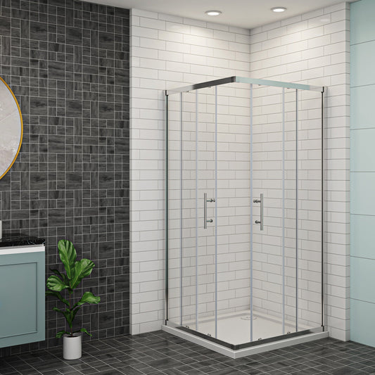 Duschabtrennung Eckeinstieg Glas Gerahmte Dusche 90x90 cm Höhe 185cm