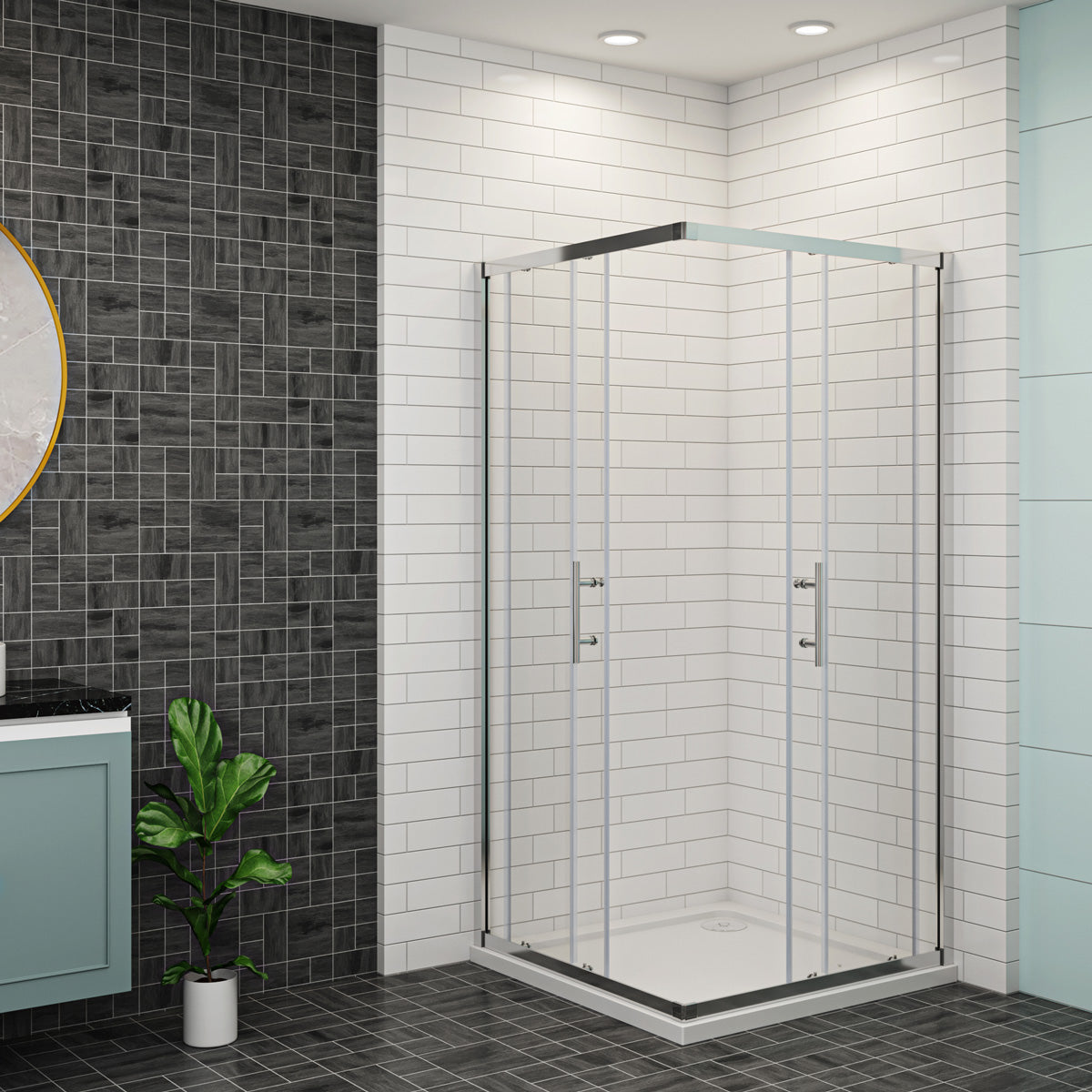 Duschabtrennung Duschkabine Eckeinstieg Dusche 76x76 cm Höhe 195cm