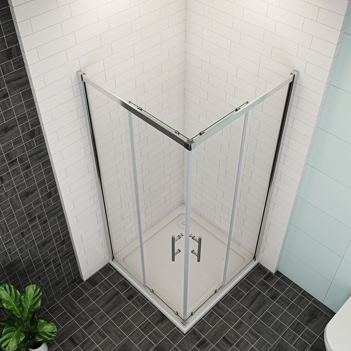 Eckeinstieg 120x120 cm Höhe 195cm Dusche Duschabtrennung Duschkabine NANO Glas