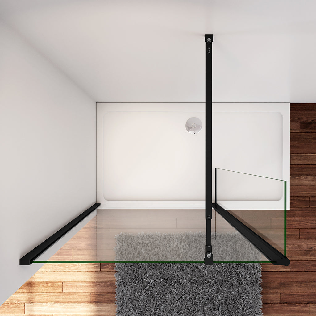 Duschwand Duschabtrennung 100+30 x H.200 cm 8mm NANO Glas Aluminium Stabistange 73-120 cm Duschhaus