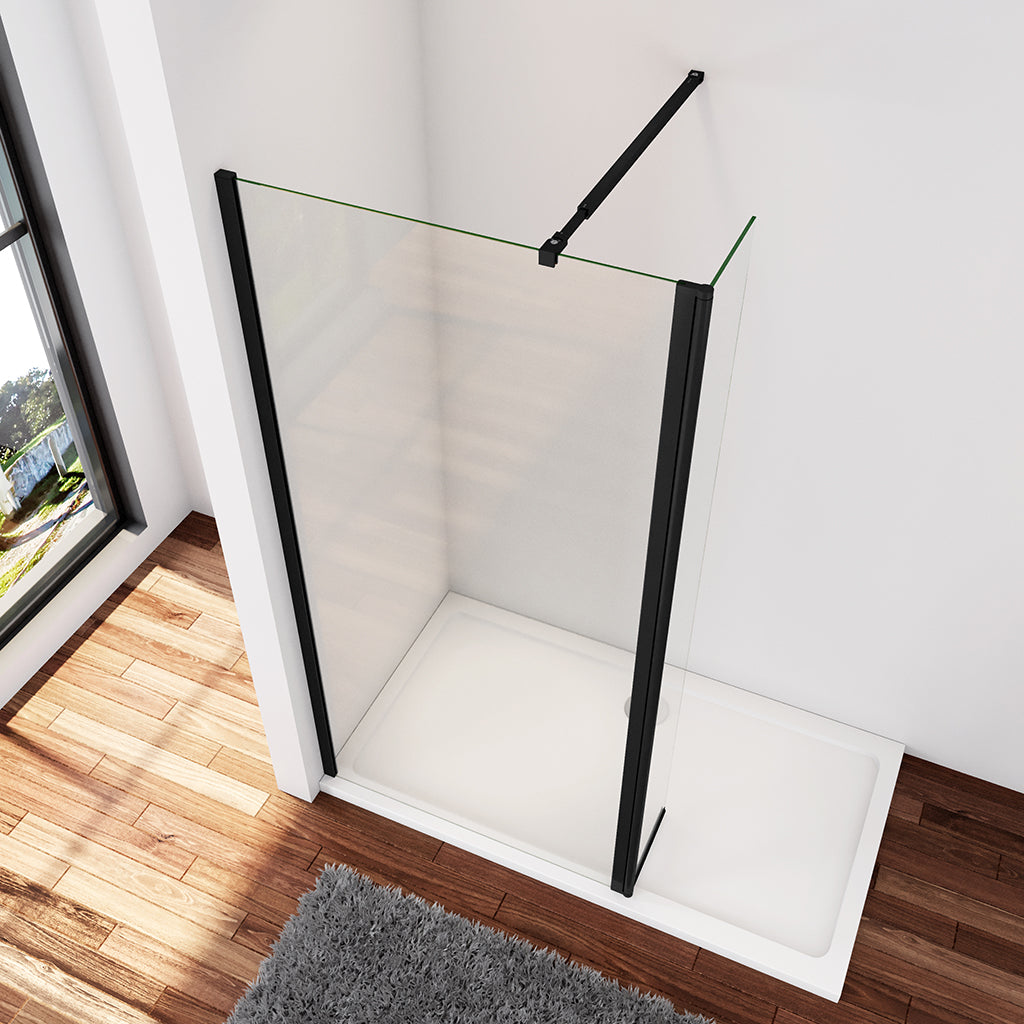 Walk In Duschtrennwand 80+30 x H.200 cm 8mm NANO Glas Stabistange 73-120 cm Aluminium Glaswand