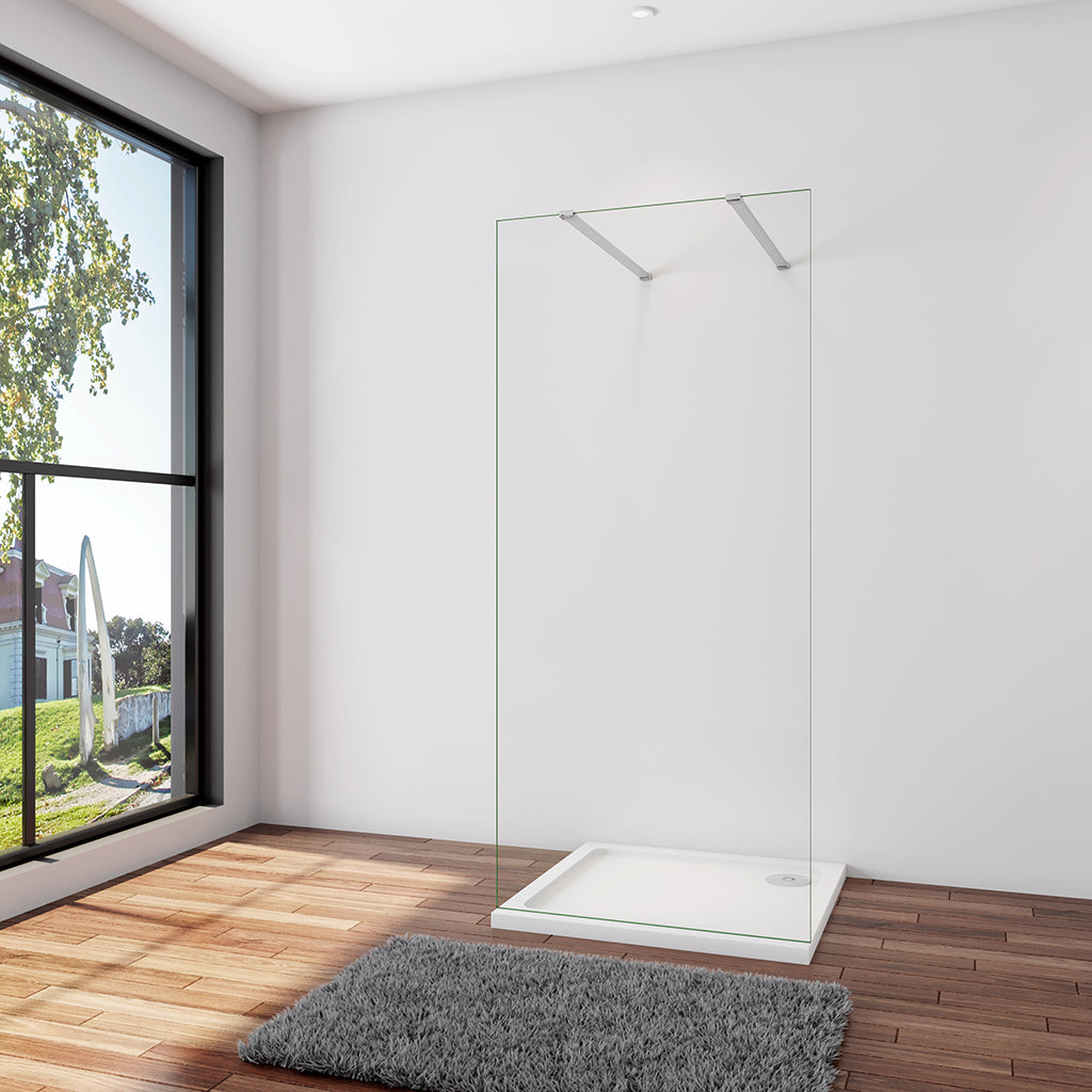 Duschwand Duschabtrennung 97.7 x 200 cm 8mm NANO Glas Stabistange 140 cm Glaswand