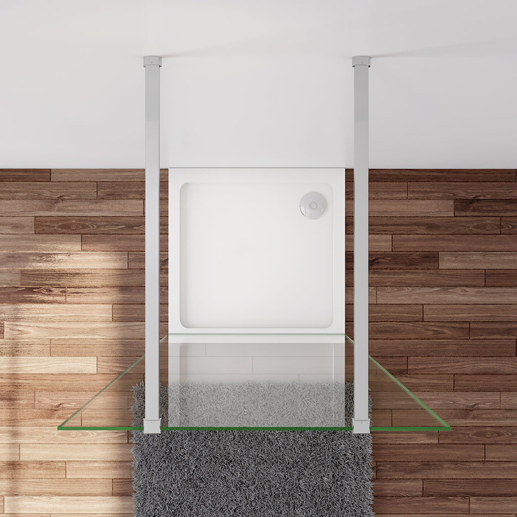 Duschwand Duschabtrennung 97.7 x 200 cm 8mm NANO Glas Stabistange 140 cm Sicherheitsglas