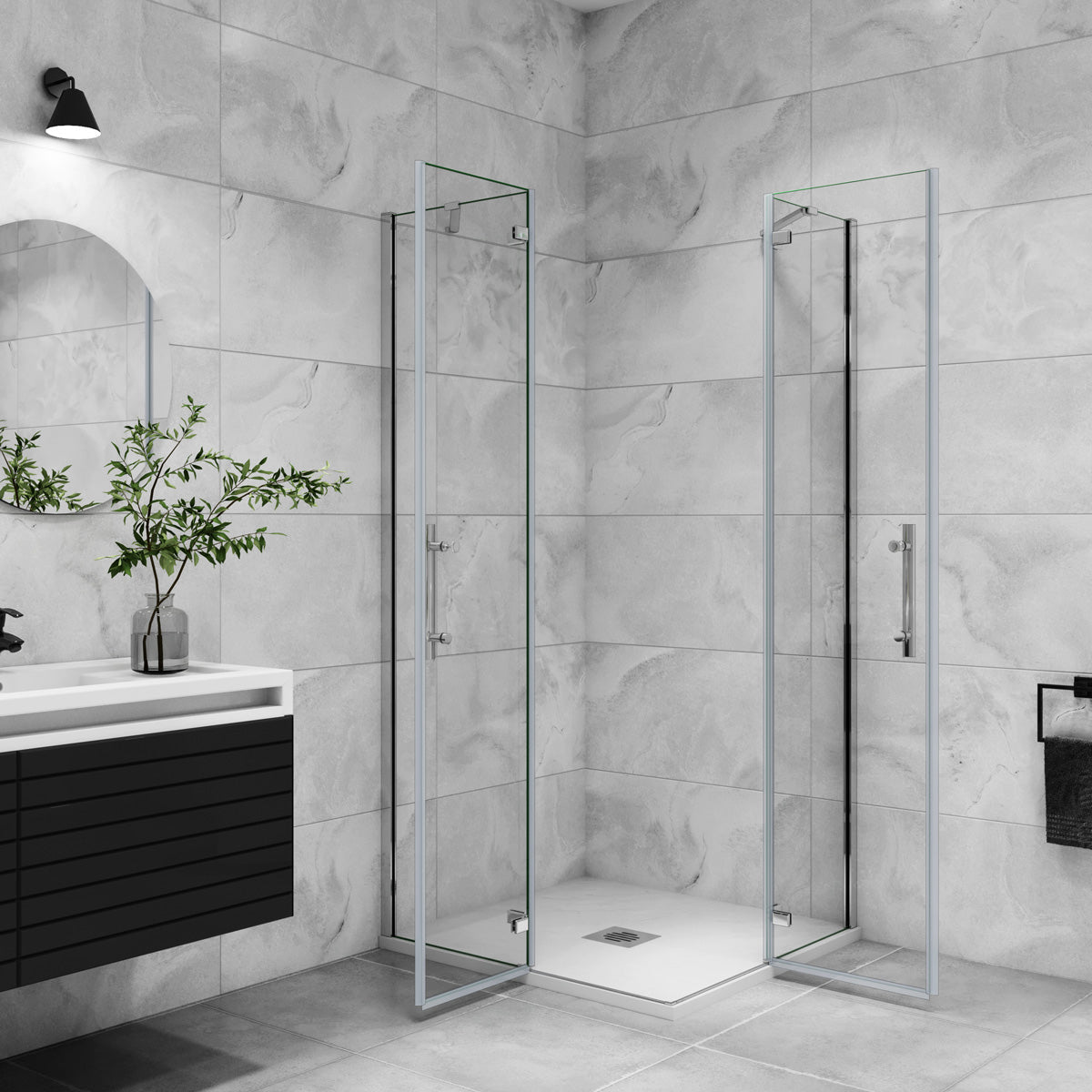 Eckeinstieg 90x90 cm Höhe 195cm Dusche Duschabtrennung Duschkabine