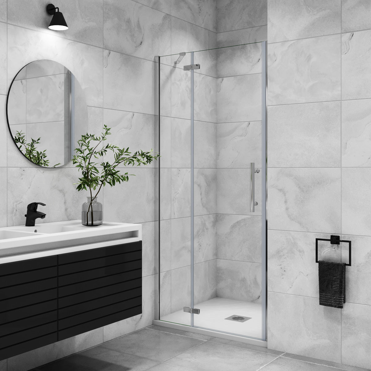 Nischentür 120 cm Höhe 195cm NANO Glas Drehtür Dusche Duschabtrennung