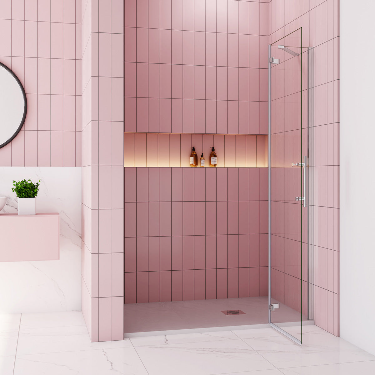 Walk in Duschtür 96 cm Höhe 195 cm Dusche Duschabtrennung NANO Glas