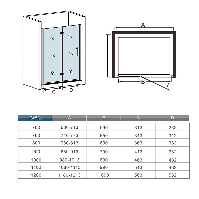 Drehtür Duschkabine duschtür Glas