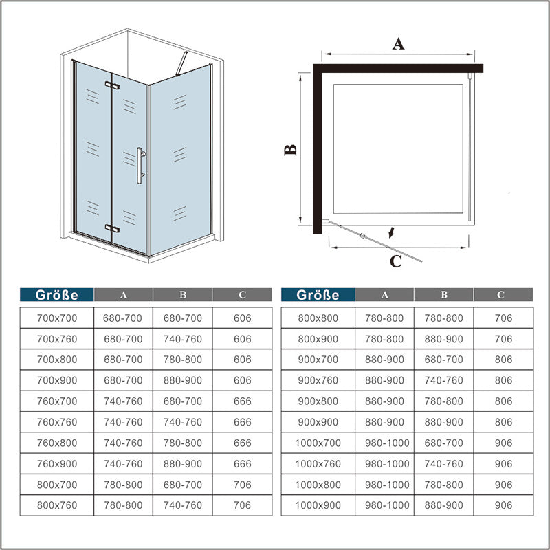 Drehtür Duschkabine glastür nische